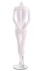 Matte white female mannequins 3 poses egghead and headless retail display set with glass base - Image 12 of 0