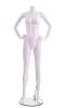 Matte white female mannequins 3 poses egghead and headless retail display set with glass base - Image 14 of 0