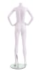 Matte white female mannequins 3 poses egghead and headless retail display set with glass base - Image 15 of 0