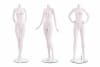 Matte white female mannequins 3 poses egghead and headless retail display set with glass base - Image 19 of 0