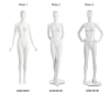 Matte white female mannequins 3 poses egghead and headless retail display set with glass base - Image 2 of 0