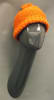 Metallic gray fiberglass abstract female display head with long neck and wall-mounted base for retail merchandising. - Image 1 of 0