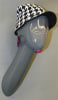 Metallic gray fiberglass abstract female display head with long neck and wall-mounted base for retail merchandising. - Image 3 of 0