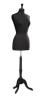 Female black jersey knit 3/4 torso dress form with matching black tripod base - Image 1 of 0