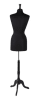 Female black jersey knit 3/4 torso dress form with matching black tripod base - Image 2 of 0