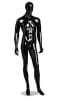 glossy black male fiberglass mannequin left leg out detachable parts metal base ankle rod retail display - Image 2 of 0