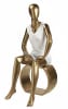 gold female fiberglass egghead mannequin sitting angled left modern retail display - Image 1 of 0