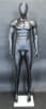 Lean muscular matte black male egghead mannequin with tempered glass base - Image 2 of 0