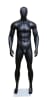 6'2 matte black athletic egghead male mannequin with muscular fiberglass body and display base for retail apparel. - Image 1 of 0
