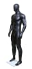 6'2 matte black athletic egghead male mannequin with muscular fiberglass body and display base for retail apparel. - Image 2 of 0