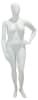 Matte white plus-size female mannequin with egghead design, left hand on hip pose, and display base for retail apparel. - Image 1 of 0