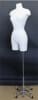 Female 3/4 Dress Form Linen Covered with Chrome rolling base - Image 2 of 0