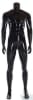 Glossy black headless male athletic mannequin with muscular fiberglass body, tempered glass base, and support rods for sports apparel displays. - Image 5 of 0