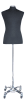 Black jersey-covered male shirt form with polyurethane foam body and chrome caster base for retail apparel displays. - Image 1 of 0