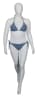 Matte white plus-size female mannequin in walking pose with fiberglass body and glass base for retail display - Image 1 of 0
