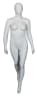 Matte white plus-size female mannequin in walking pose with fiberglass body and glass base for retail display - Image 3 of 0
