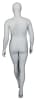 Matte white plus-size female mannequin in walking pose with fiberglass body and glass base for retail display - Image 4 of 0