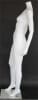 Matte white headless female fiberglass mannequin in a strong elegant standing pose with tempered glass base for retail clothing displays. - Image 2 of 0