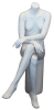 Matte white female headless fiberglass mannequin sitting in a cross-leg pose with hands on lap for boutique and retail clothing displays. - Image 5 of 0