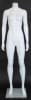 Matte white female headless fiberglass mannequin in a strong athletic standing pose with tempered glass base for activewear retail displays. - Image 1 of 0