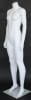 Matte white female headless fiberglass mannequin in a strong athletic standing pose with tempered glass base for activewear retail displays. - Image 2 of 0