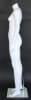 Matte white female headless fiberglass mannequin in a strong athletic standing pose with tempered glass base for activewear retail displays. - Image 4 of 0