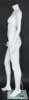 Matte white female headless fiberglass mannequin in a stylish standing pose with tempered glass base for retail clothing displays. - Image 2 of 0