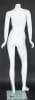 Matte white female headless fiberglass mannequin in a stylish standing pose with tempered glass base for retail clothing displays. - Image 3 of 0