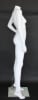 Matte white female headless mannequin with left hand on hip pose, fiberglass construction, and tempered glass base for apparel displays. - Image 2 of 0