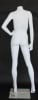 Matte white female headless mannequin with left hand on hip pose, fiberglass construction, and tempered glass base for apparel displays. - Image 3 of 0