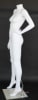 Matte white female headless mannequin with left hand on hip pose, fiberglass construction, and tempered glass base for apparel displays. - Image 4 of 0