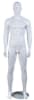 Matte white fiberglass athletic male mannequin with abstract face, arms at sides, standing pose, rotatable shoulders, and tempered glass base for retail clothing and accessory display - Image 1 of 0