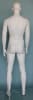 Matte white fiberglass athletic male mannequin with abstract face, arms at sides, standing pose, rotatable shoulders, and tempered glass base for retail clothing and accessory display - Image 3 of 0