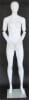 5'11" abstract matte white egghead female fiberglass mannequin with adjustable arms, tempered glass base, and foot and calf supports - Image 3 of 0