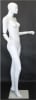 Glossy white female fiberglass mannequin with realistic face, bendable/articulated arms, and 15-inch heavy-duty tempered glass base. - Image 5 of 0