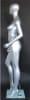 Metallic silver contemporary egg face female mannequin with right leg out pose, fiberglass construction, tempered glass base, and support rods - Image 3 of 0