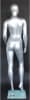 Metallic silver contemporary egg face female mannequin with right leg out pose, fiberglass construction, tempered glass base, and support rods - Image 4 of 0