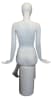 Matte white female seated mannequin with egghead design, fiberglass construction, and hands positioned to the side for apparel displays - Image 3 of 0