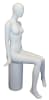 Matte white female seated mannequin with egghead design, fiberglass construction, and hands positioned to the side for apparel displays - Image 4 of 0
