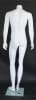 Matte white male headless mannequin with fiberglass construction, standing pose, tempered glass base, and calf support rod - Image 4 of 0