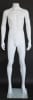 Matte white male headless mannequin with fiberglass construction, arms at sides, tempered glass base, and calf support rod - Image 1 of 0
