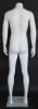 Matte white male headless mannequin with fiberglass construction, arms at sides, tempered glass base, and calf support rod - Image 3 of 0