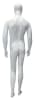 6'2" matte white male abstract egghead fiberglass mannequin with casual standing pose, rotating arms, tempered glass base, and support rods - Image 3 of 0