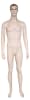 Realistic male fiberglass mannequin with molded hair, blue eyes, muscular physique, and tempered glass base for retail displays - Image 1 of 0