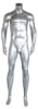5'11" headless male mannequin with matte silver fiberglass finish and base for menswear retail displays - Image 1 of 0
