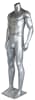 5'11" headless male mannequin with matte silver fiberglass finish and base for menswear retail displays - Image 5 of 0