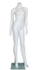 Matte white fiberglass female headless mannequin in an elegant pose, used for apparel display and supported by a tempered glass base. - Image 1 of 0