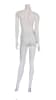 Matte white fiberglass female headless mannequin in an elegant pose, used for apparel display and supported by a tempered glass base. - Image 2 of 0