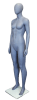 5'11" matte gray female egghead mannequin with fiberglass construction and tempered glass base for clothing displays - Image 2 of 0