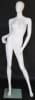 Matte white female egghead mannequin made of durable fiberglass, featuring a stylish and contemporary design on a tempered glass base for retail clothing display. - Image 1 of 0